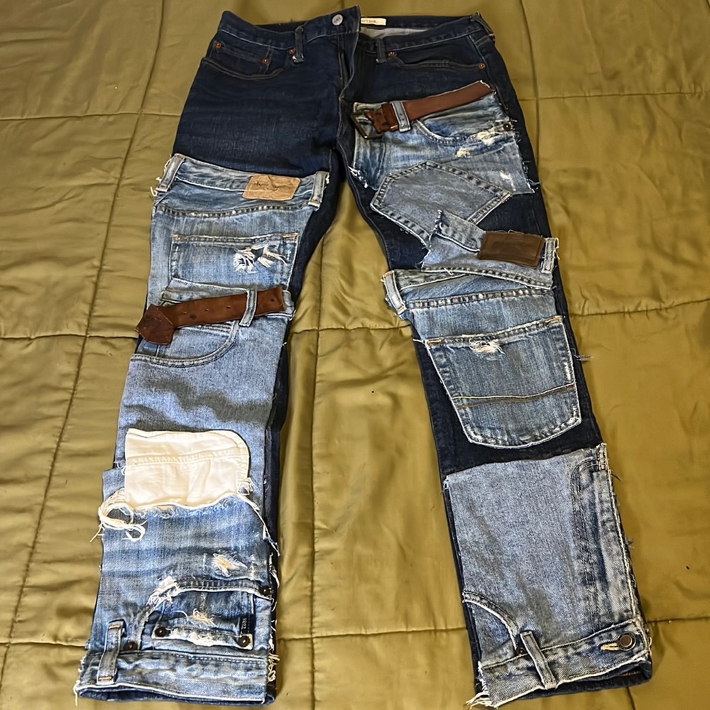 Custom patch work denim jeans made by me